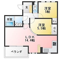 デュオパラッツォA棟 2LDKの間取図画像