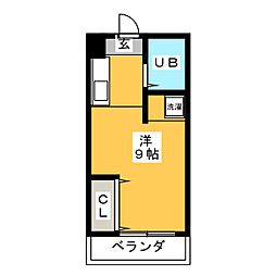 リヴェールサニービル ワンルームの間取図画像