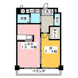 ノース清水 1LDKの間取図画像