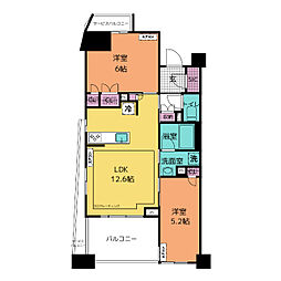 横須賀中央レジデンス 14階2LDKの間取り