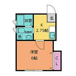 アーバンコート鷹取南 1階1Kの間取り