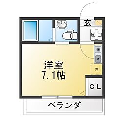 ヴィラディアス横浜IV ワンルームの間取図画像