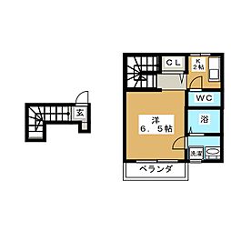 グランパスコート 1Kの間取図画像