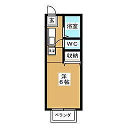 コーポラスしぶや ワンルームの間取図画像