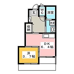 グレイスヒル 1DKの間取図画像
