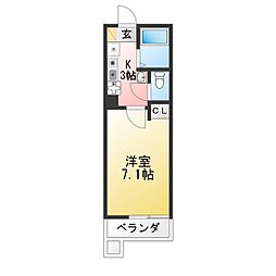 グランルーチェ金沢八景 1Kの間取図画像