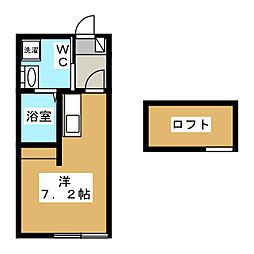 シーパレットココ ワンルームの間取図画像