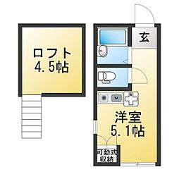 カーサビスタ横浜六浦 ワンルームの間取図画像