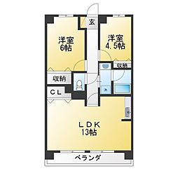 エステージ金沢文庫 2LDKの間取図画像