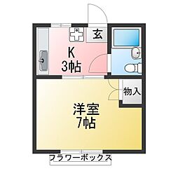 ローズハイム 1Kの間取図画像