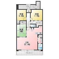 レイディアントシティ横濱カルティエ11 3LDKの間取図画像