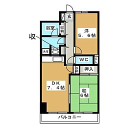 ガーデンシティ金沢文庫 2DKの間取図画像