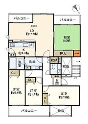 ハイツ東戸塚2B号棟 4LDKの間取図画像