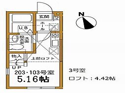 ハーミットクラブハウスヒルズ戸塚Ａ棟 1階ワンルームの間取り