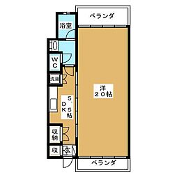 サバービアＢ 3階1Kの間取り