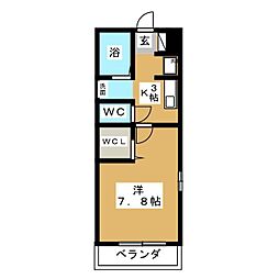 モナリエ平戸 2階1Kの間取り