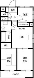 サンヒルズ東戸塚C棟 3DKの間取図画像