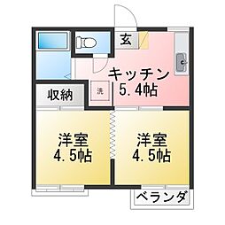 斎藤ハイツ2 2Kの間取図画像