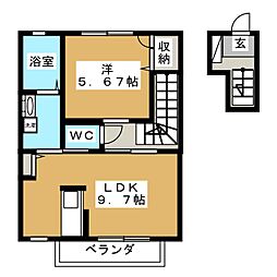 ソレイユルヴァン 1LDKの間取図画像