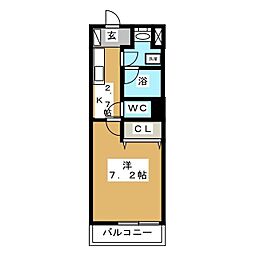 グロワールマンション 1Kの間取図画像