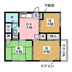 Y.Kハイム 3DKの間取図画像