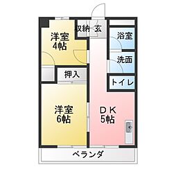 西根ハイツ 2DKの間取図画像