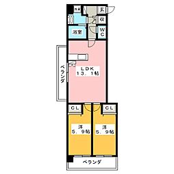 A&MShakeaPaw 2LDKの間取図画像