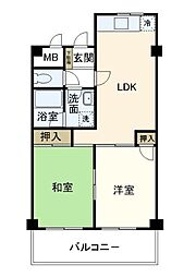 名瀬ハイツ 2LDKの間取図画像