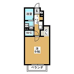 パルコート・ファイブ 1Kの間取図画像