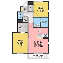 ラ・セーヌ 2LDKの間取図画像