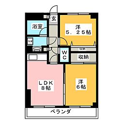 ボヌール東戸塚 2DKの間取図画像