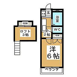 サングリーンナカヤマ 1Kの間取図画像