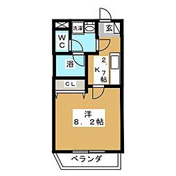 サンヒルズSSK・2 1Kの間取図画像