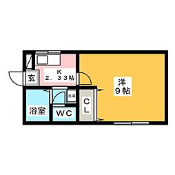 ハピネス土樋 1Kの間取図画像