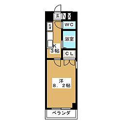 スプリングアベニュー 1Kの間取図画像