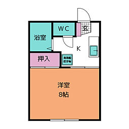 パピヨン中山 1Kの間取図画像