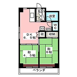 亀兵ビル 2DKの間取図画像