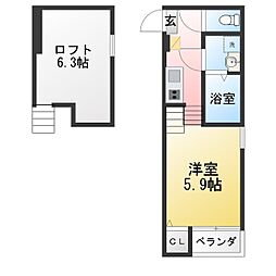 ハーモニーテラス堤町2 1Kの間取図画像