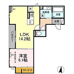 ディアコート上杉 1LDKの間取図画像