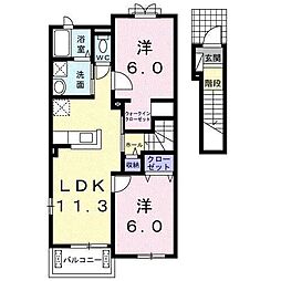 ストロベリーハウス4 2LDKの間取図画像