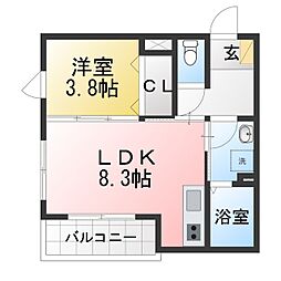 アステラス北仙台弐番館 1LDKの間取図画像
