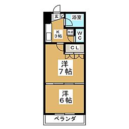 イーグルハイツ宮町 2Kの間取図画像