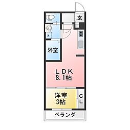 ブラン台原 1LDKの間取図画像