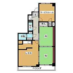 グリーンパーク小松島 2SLDKの間取図画像
