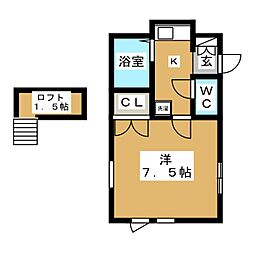 アイランドフラット 1Kの間取図画像