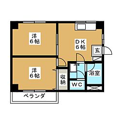 宝木町ハウス 2DKの間取図画像
