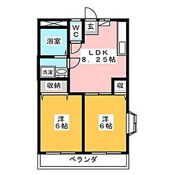 グリーンマンション細谷 2LDKの間取図画像