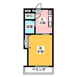 アートヒルズ一条 1Kの間取図画像