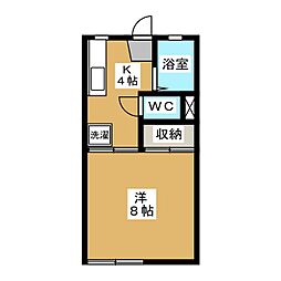 アーバン高原B 1Kの間取図画像