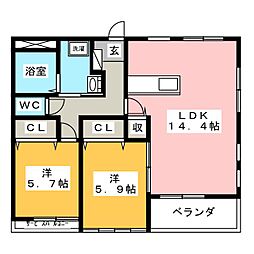 グランベール 2LDKの間取図画像